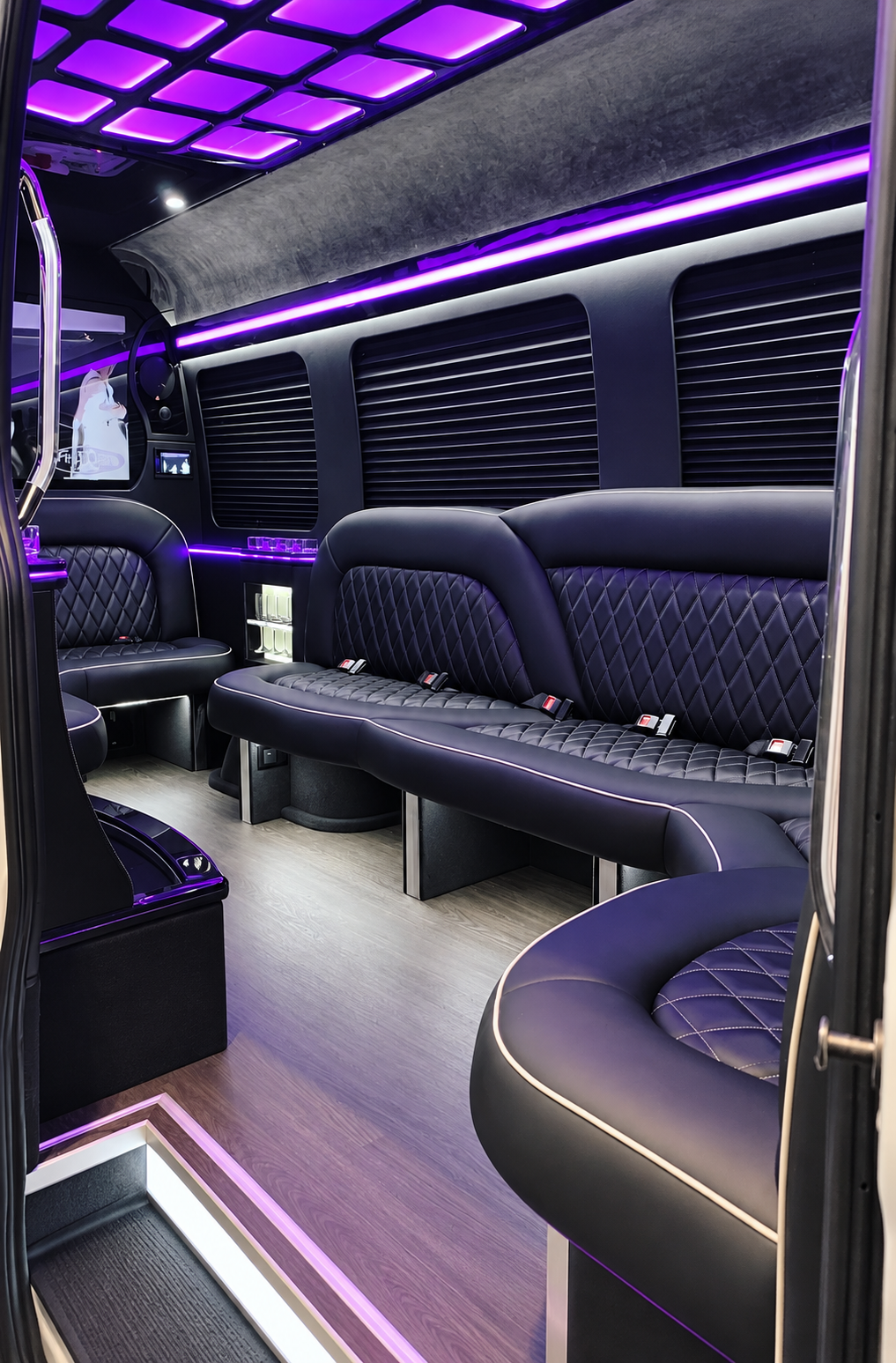 White Sprinter limo interior view 5